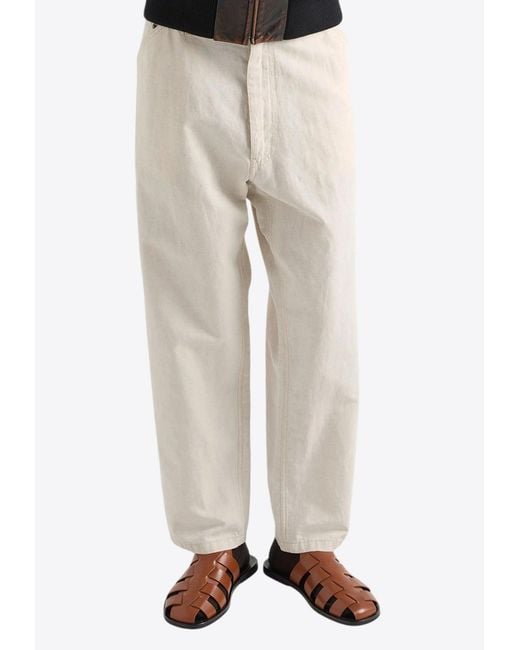 Prada Natural Chambray Straight-Leg Pants for men