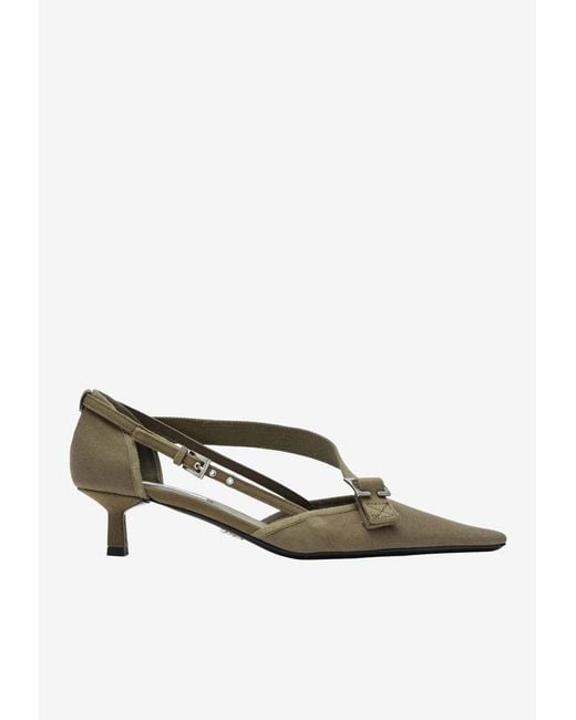Prada Green 45 Pointed Canvas Pumps