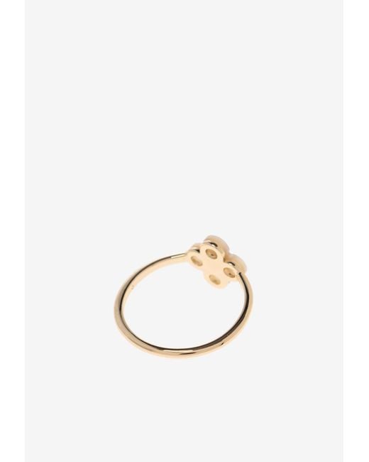 Tory Burch White Kira Clover Stacking Ring Set