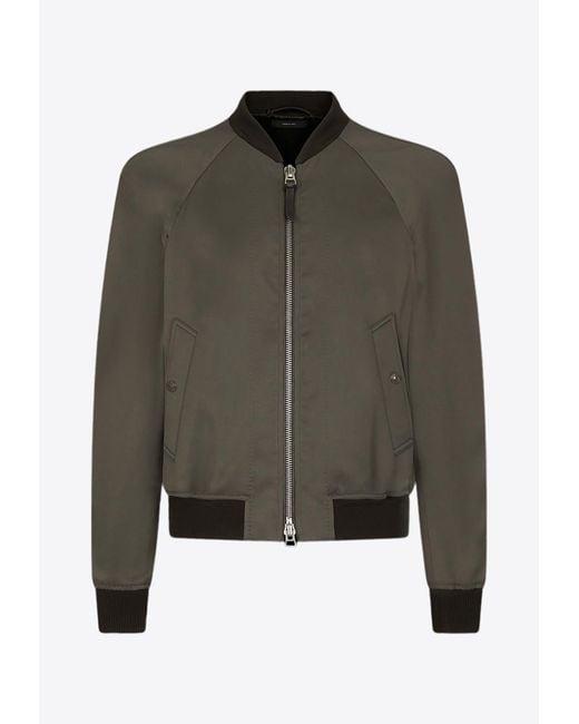 Tom Ford Brown Zip-Up Bomber Jacket for men