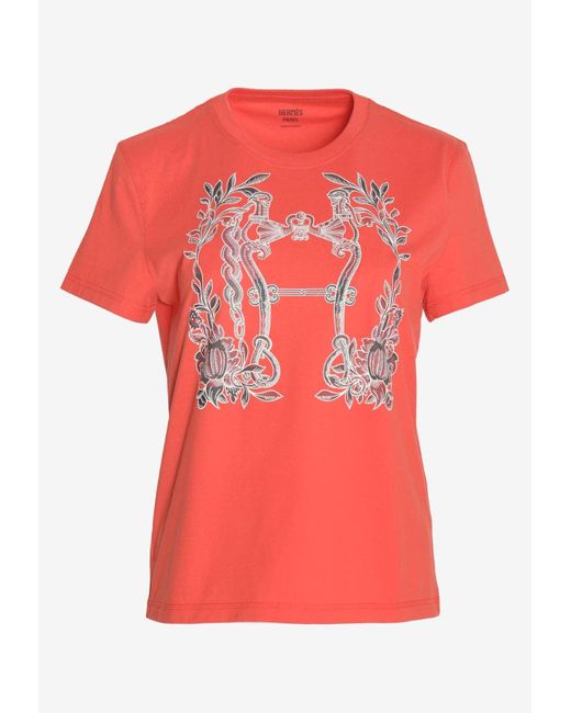 Hermès Red Della Cavalleria Print T-Shirt