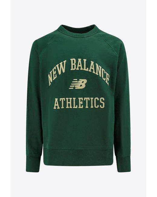 New Balance Green Embroidered Logo Sweatshirt for men