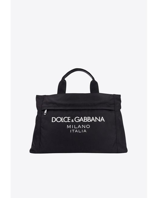 Dolce & Gabbana Blue Logo Print Holdall Bag for men