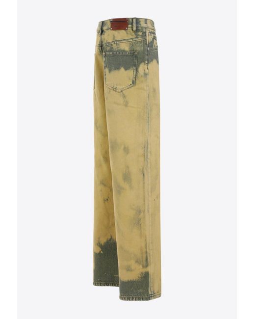 Dries Van Noten Yellow Straight-Leg Vintage-Effect Pants for men