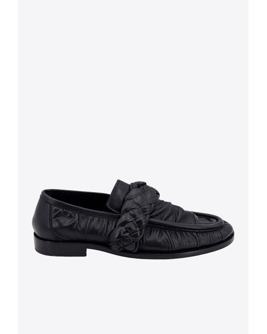 Bottega Veneta Black Astaire Crinkled Leather Loafer for men