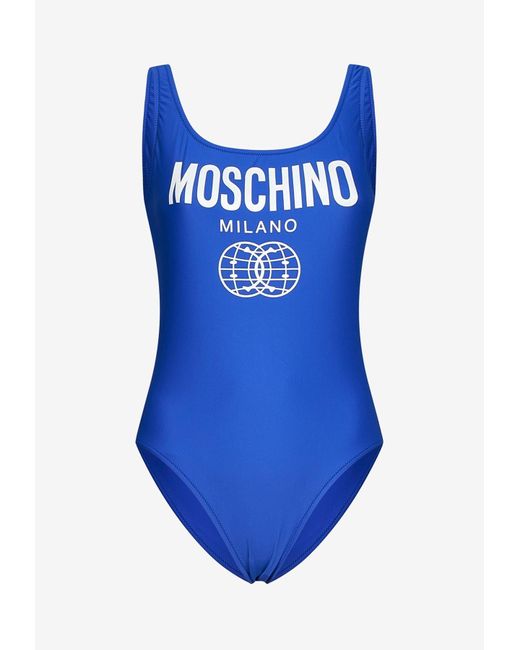 Moschino Double Smiley Onepiece Swimsuit in Blue Lyst