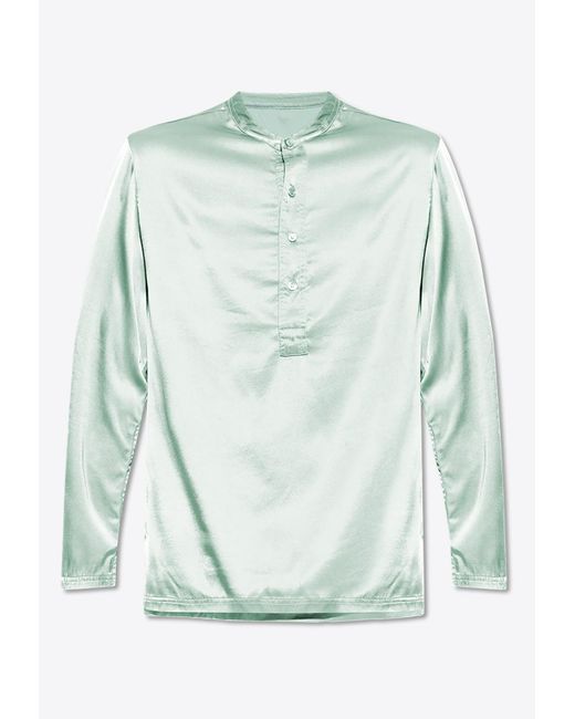 Tom Ford Green Henley Silk Pajama Top for men