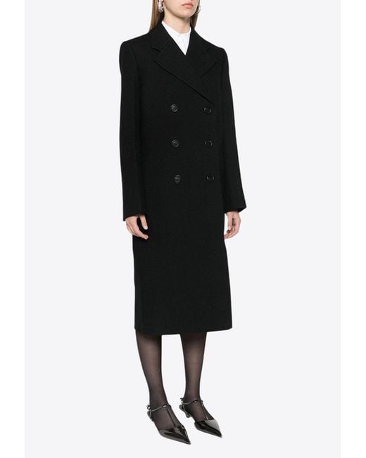 Prada Black Double-Breasted Wool Coat