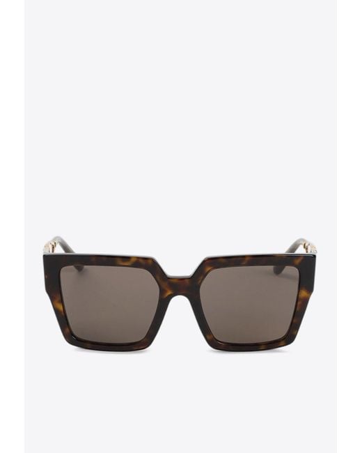Dolce & Gabbana Gray Embellished Dg Logo Rectangular Sunglasses
