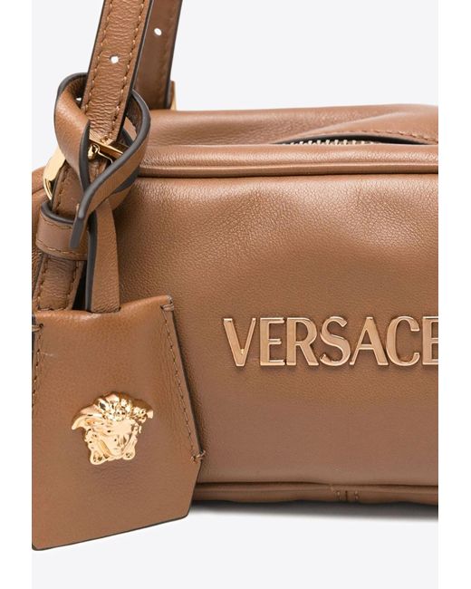 Versace White Mini Logo Tag Leather Shoulder Bag