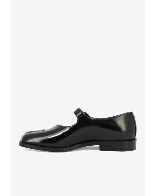 Maison Margiela Black Tabi Mary-Jane Leather Ballet Flats