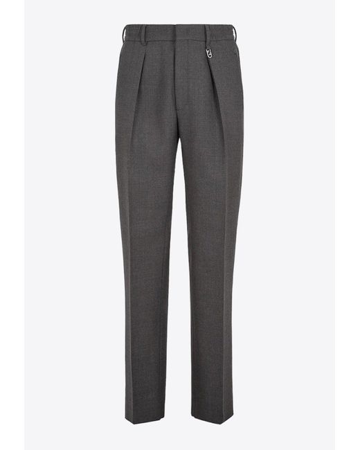 Fendi Gray Tailored Pleated Wool Pants for men