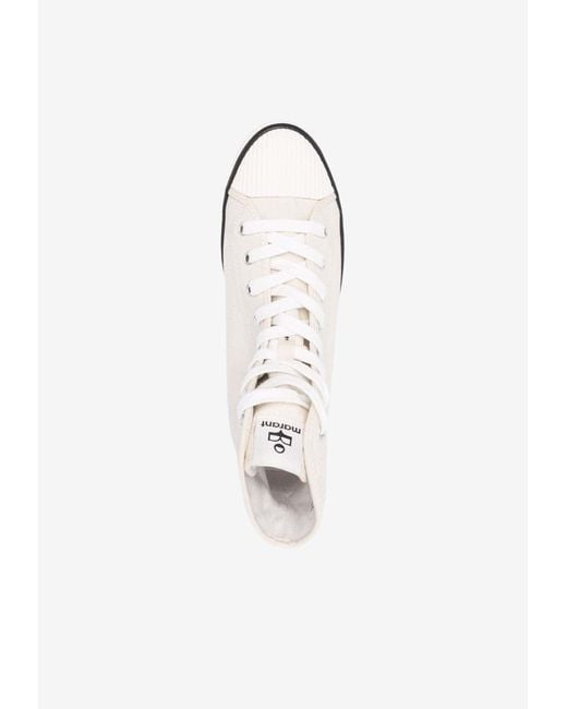 Isabel Marant White Ribbed-Toe High-Top Sneakers