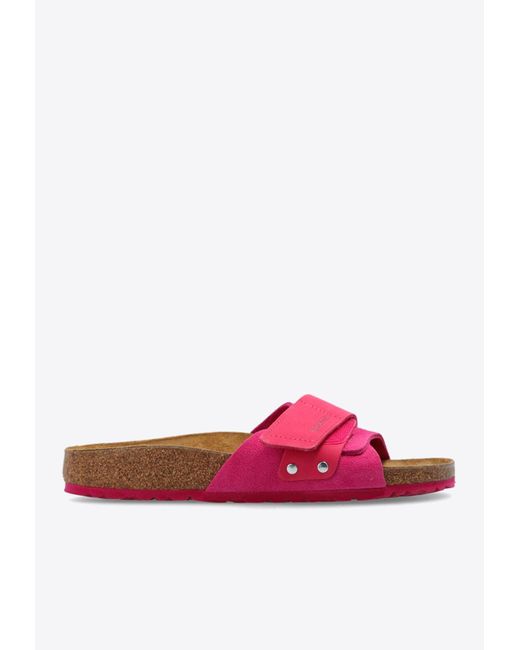 Birkenstock Pink Oita Suede Leather Slides
