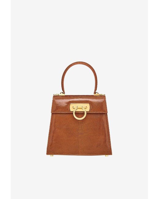 Ferragamo Brown Small Iconic Top Handle Bag