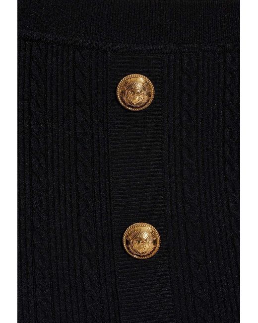 Balmain Black Decorative-Buttons Pencil Midi Skirt