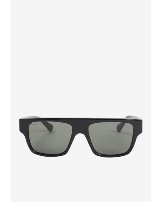 Gucci Gray Rectangular Acetate Sunglasses