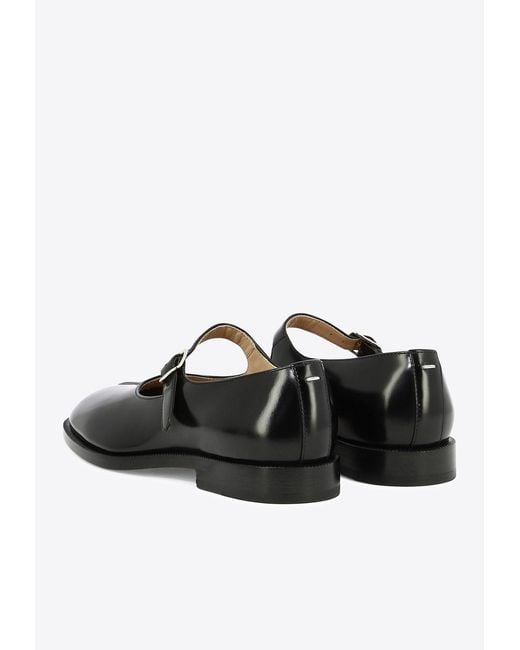 Maison Margiela Black Tabi Mary-Jane Leather Ballet Flats