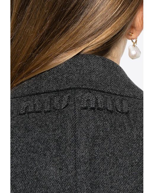 Miu Miu Black Single-Breasted Wool Coat