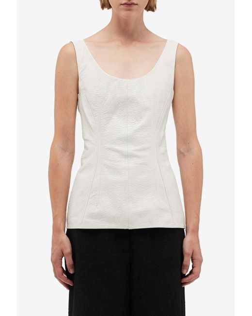 Remain White Sleeveless Leather Top