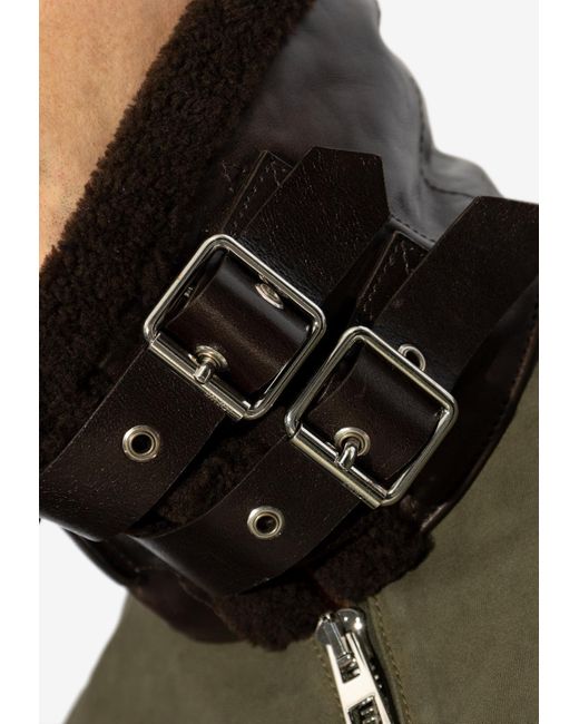 Loewe Green Zip-Up Jacket With Shearling-Collar for men