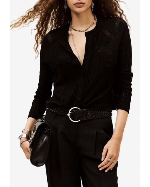Ba&sh Black Puria Wool-Blend Cardigan