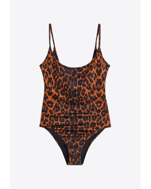 Tom Ford Brown Leopard Print One-Piece Swimsuit