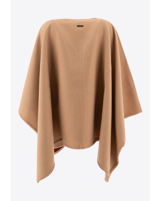 Ferragamo Natural Geometrical Renaissance Print Reversible Cape