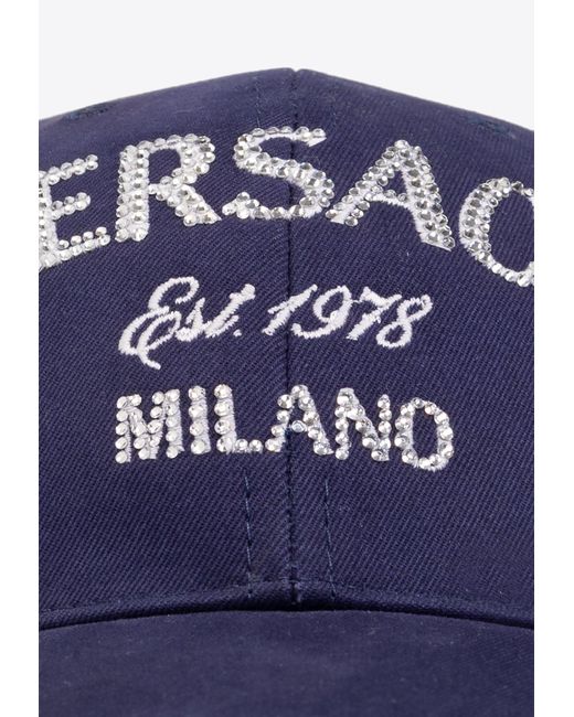 Versace Blue Logo Embroidered Baseball Cap