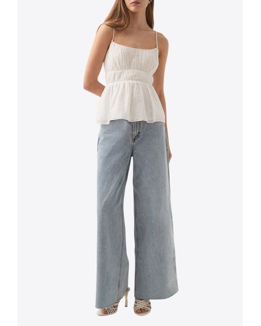 Aje. Blue Acapella Ruched Sleeveless Top