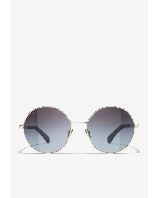 Chanel Gray Round Metal Sunglasses