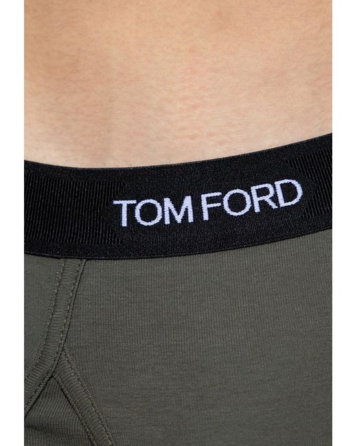 Tom Ford Black Logo Jacquard Stretch Briefs for men