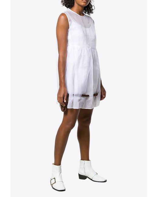 Miu Miu White Sleeveless Sheer Mini Dress