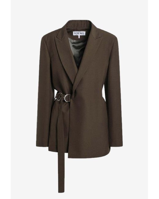 Loewe Brown Double-Breasted Wool Blazer