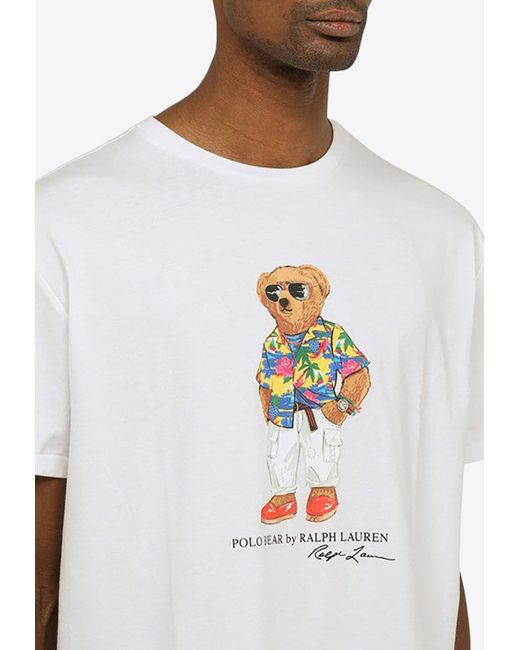 Polo Ralph Lauren White Polo Bear Print Crewneck T-Shirt for men