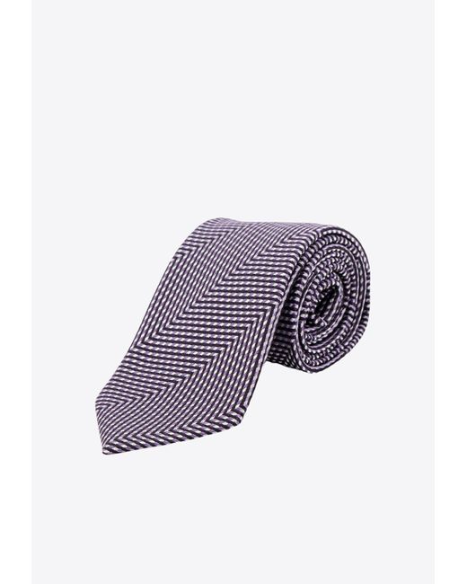 Tom Ford Purple Geometric Jacquard Silk Tie for men