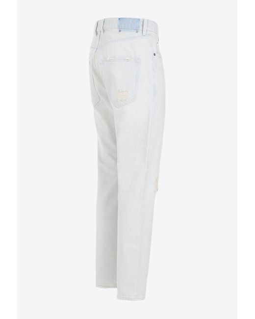 Golden Goose Deluxe Brand White Distressed Slim Jeans for men