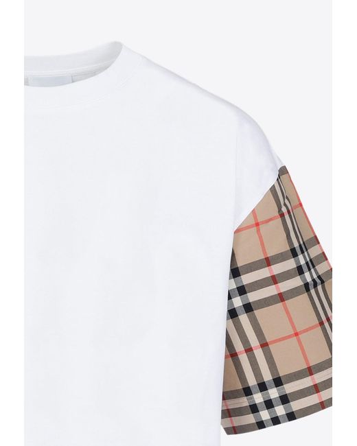 Burberry White Checked Short-Sleeved T-Shirt