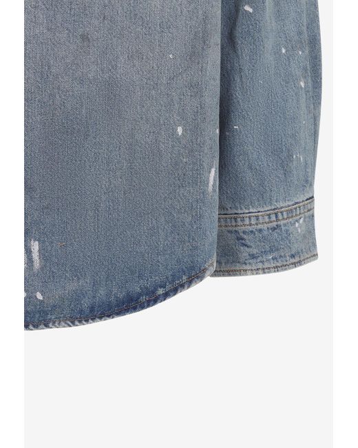 Acne Gray Distressed Denim Shirt for men