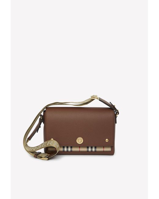 Burberry Brown Vintage Check Shoulder Bag In Grained Leather