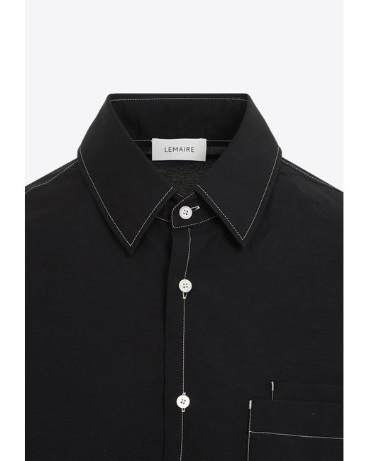 Lemaire Black Double-Pocket Short-Sleeved Shirt for men