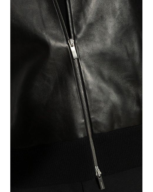 Ferragamo Black Leather Insert Zip-Up Jacket for men