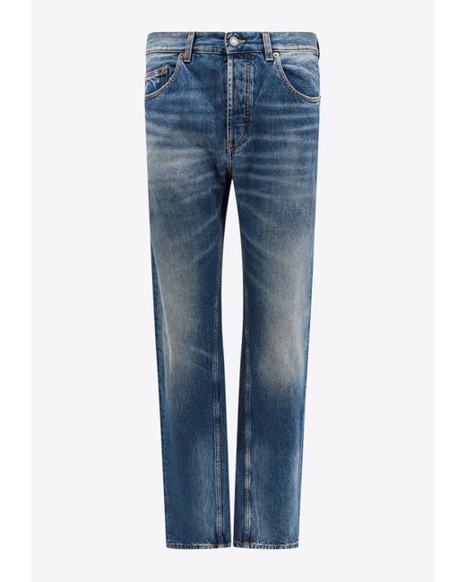 Saint Laurent Blue Straight-Leg Washed Jeans for men
