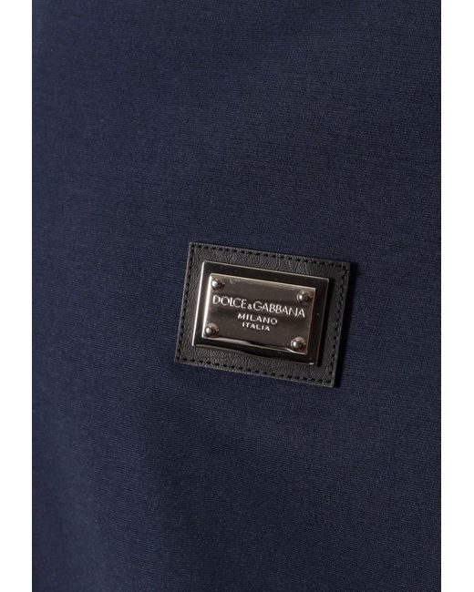 Dolce & Gabbana Blue Logo Plate Zip-Up Jacket for men