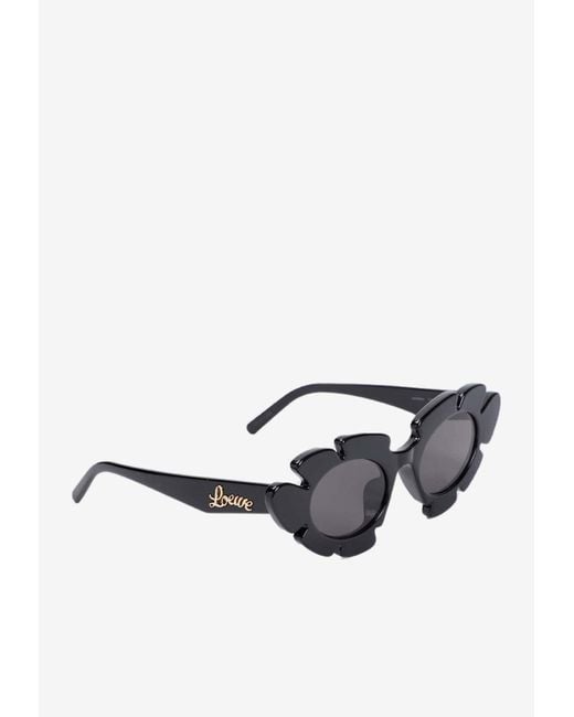 Loewe White X Paula'S Ibiza Cat-Eye Flower Sunglasses