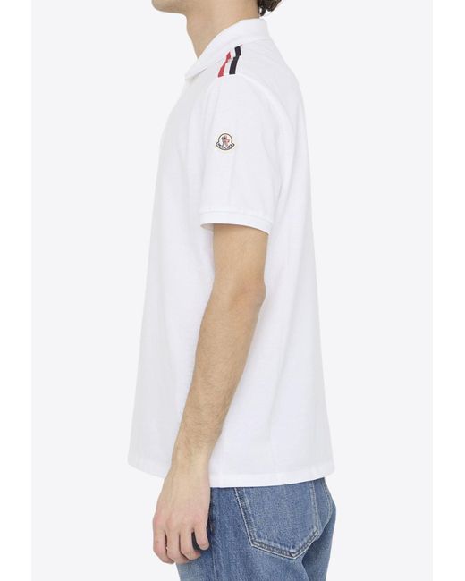 Moncler White Piquet Polo T-Shirt for men