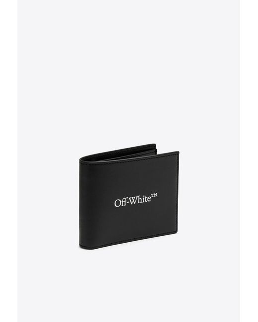 Off-White c/o Virgil Abloh Black Logo Print Leather Bi-Fold Wallet for men