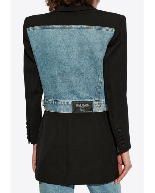 Balmain Black Paneled Buttoned Blazer