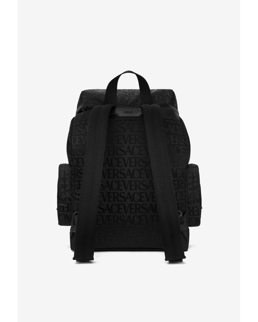 Versace Allover Logo Jacquard Backpack in Black for Men Lyst