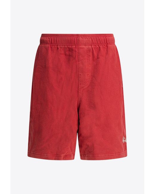 Stussy Red Logo Print Track Shorts for men